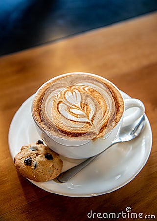 Nice coffee latte with cookie Stock Photo