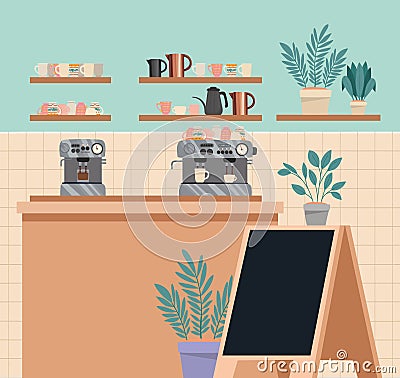 nice coffee shop Vector Illustration