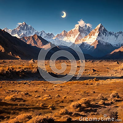 Nice colourful rocks of Moonland, landscape Leh, Jammu Kashmir, India. The Moonland, part of Himalayan mountain, is Stock Photo