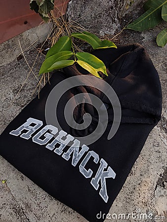 A nice and comfortable hoodie to wear from the roughneck brand Stock Photo