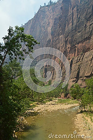 Nice Desfuladero With A Sinuous River Full Of Water Pools Where You Can Take A Good Bath In The Park Of Zion. Geology Travel Holid Stock Photo