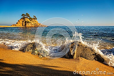 Nice detail of the Spanish coast in Costa Brava, Playa de Aro Stock Photo