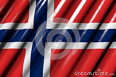 nice feast flag 3d illustration - shiny - looking like plastic flag of Norway with large folds Cartoon Illustration