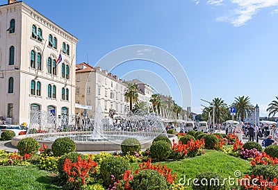 Nice fountain on Trg Franje Tudman street, Split, Croatia Editorial Stock Photo