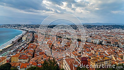 Nice, France. Aerial view of the city and coastline . Stock Photo