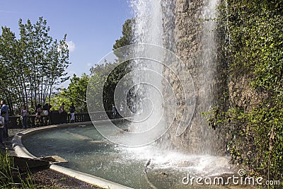 Waterfall of the castle hill in Nice, France Editorial Stock Photo