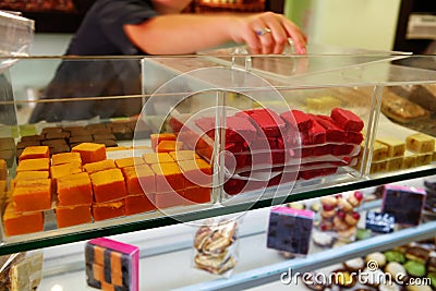 Nice, France, French candies shop macro detail close up Editorial Stock Photo