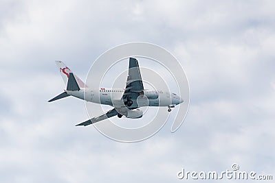 NICE, FRANCE - JUNE 30, 2017 - landing of Tunisair aircraft Boeing 737 Editorial Stock Photo
