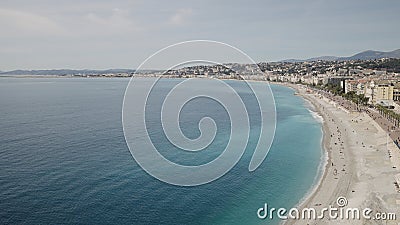 Nice, France - March 15, 2023: Panoramic View Promenade Des Anglais and a coastline in Nice Editorial Stock Photo