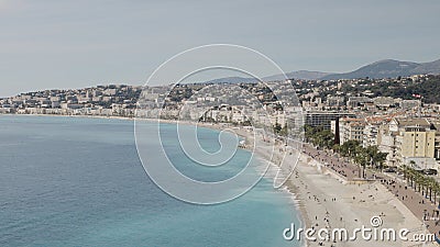 Nice, France - March 15, 2023: Panoramic View Promenade Des Anglais and a coastline in Nice Editorial Stock Photo