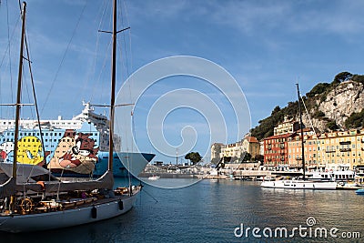 Cruiser Moby in the port of Nice Editorial Stock Photo