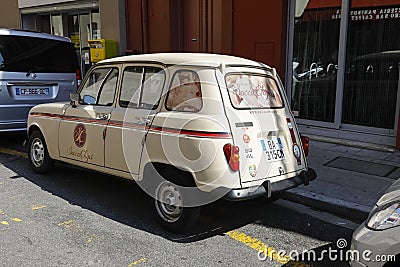 Retro Renault car R4 model parked on the street Editorial Stock Photo