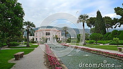 Nice, France in a wonderful pink and perfect garden pavilion Stock Photo