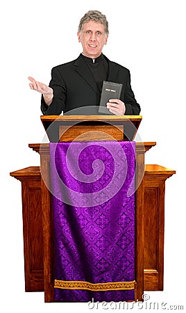 Preacher Minister Pastor Priest Sermon Isolated Stock Photo