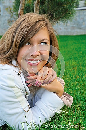 Nice girl on grass Stock Photo