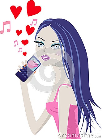 Nice girl with phone Vector Illustration