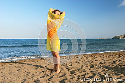 Nice girl relaxing on beach Stock Photo