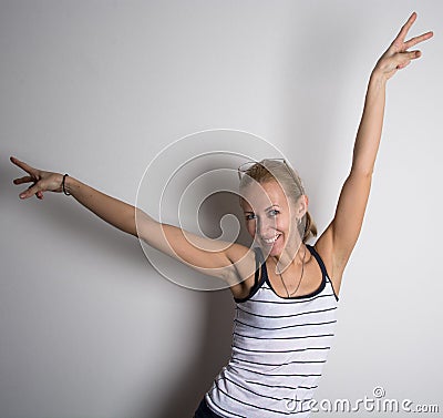 Nice girl satisfied with the result Stock Photo