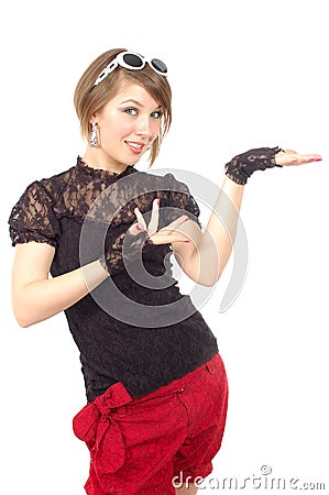 Nice girl show her own palm Stock Photo