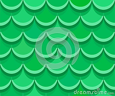 Nice green rooftop clay tiles. Seamless vector pattern Vector Illustration