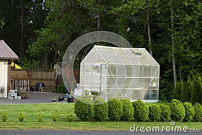 Greenhouse home Seattle sunroom yard Stock Photo