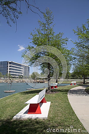 Nice Hall Park springtime Frisco TX Editorial Stock Photo