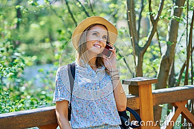 A nice and happy girl with smarfone Stock Photo
