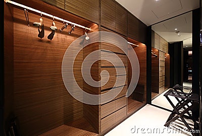 Nice interior of bright cloakroom Stock Photo