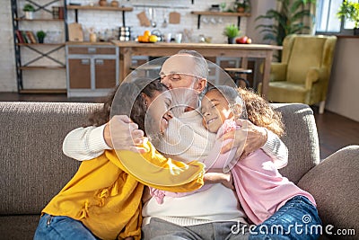 Nice interracial family feeling great and happy Stock Photo