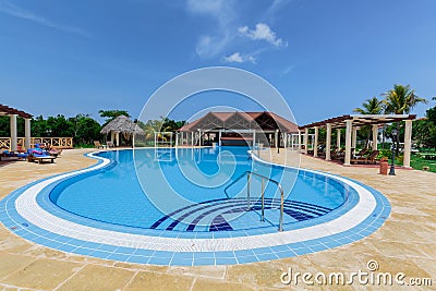 Nice inviting view of luxury swimming pool at premium service section Editorial Stock Photo