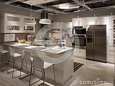 Nice kitchen design in furnishing store IKEA Editorial Stock Photo