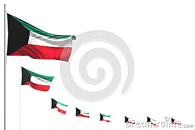 Nice labor day flag 3d illustration - Kuwait isolated flags placed diagonal, picture with selective focus and space for your text Cartoon Illustration