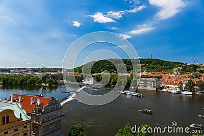 Nice landscape of Prague Praha from Charles Bridge Tower Editorial Stock Photo