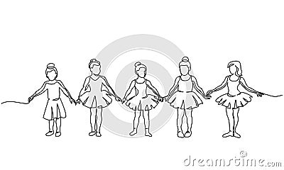 Nice little cute children girls in dance dress dancing ballet. Vector Illustration