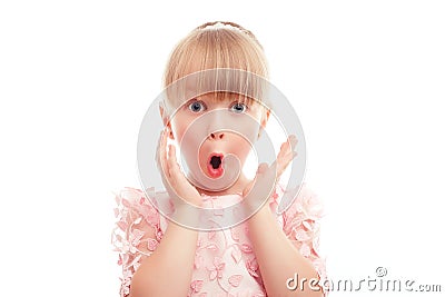 Nice little girl showing surprise Stock Photo