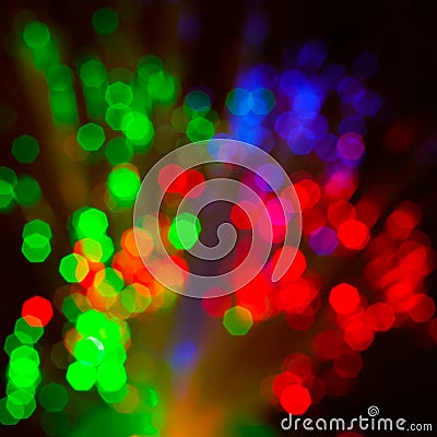 City lights big abstract circular bokeh on blue background Stock Photo