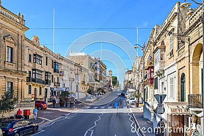 Street Triq ir-Repubblika, Victoria, Gozo, Malta, Europe Editorial Stock Photo