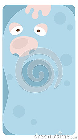 Nice monster, illustration for post card, social media, poster, banner, textil, internet. Background for text, funny cartoon face. Cartoon Illustration