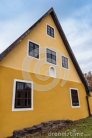 Colorful old Anabaptist house in Velke Levare Slovakia Stock Photo