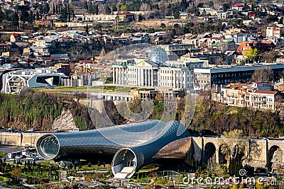 Nice panoramic view of Tbilisi before sunset from Narikala Fortress , Tbilisi , Georgia Editorial Stock Photo