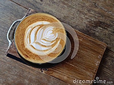 Nice pattern of hot coffee latte art Stock Photo