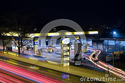 A nice picture a JET gasstation with light streaks Editorial Stock Photo