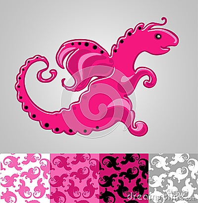 Nice pink dragon Vector Illustration