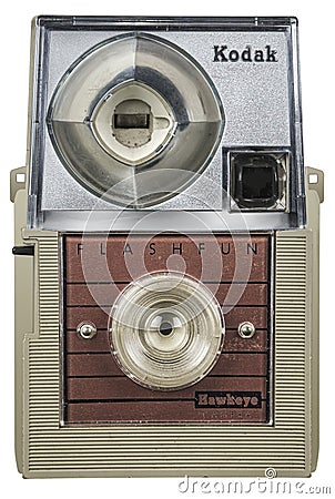 Vintage KODAK Canada HAWKEYE FLASHFUN 127 Film Camera front Editorial Stock Photo