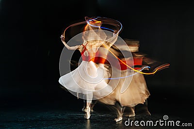 Nice professional dancer turning her back to you Stock Photo