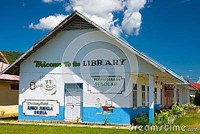 Nice public school library in Indonesia Editorial Stock Photo
