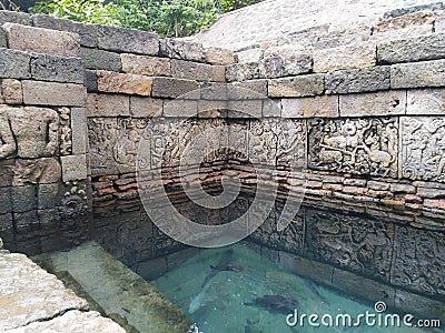 nice relief in Hindu temples in East Java penataran Indonesia Stock Photo