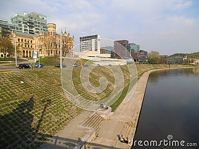 A nice riverside in Vilnius. Stock Photo