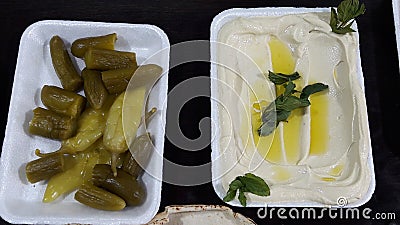 A nice salad and yogurt were with Mediterrean style Stock Photo