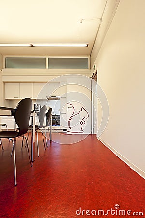 Interior of a nice school. The floor is red Stock Photo